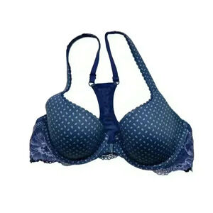 Victorias Secret Body By Victoria bra 34B racerback demi front closure blue lace